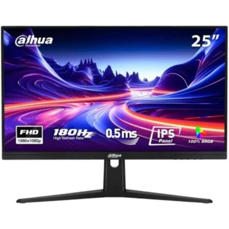 Monitor Dahua Gamer 25" panel IPS, FULL HD 1920 X 1080 16:9, Tiempo de respuesta rápido de 0,5 ms 200 HZ sin borrosidad ni imágenes superpuestas (con OD),  1 × DP 1.4, 1 × HDMI 2.0, 1 × Salida de audio, Amplia gama de colores, 85 % NTSC, Satisface las necesidades de textura de imagen de los diseñadores y jugadores, Ángulo de visión extra amplio