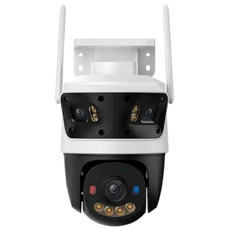 CAMARA IP/PT 11MP CRUISER TRIPLE (2 LENTES FIJOS 3MP 3.6MM/1 LENTE PT 5MP 6MM) SMART COLOR/TRACK WI-FI 6 LUCES DE ADVERTENCIA/IP66,MICRO SD HASTA 1024GB. AUDI EN DOS VIAS