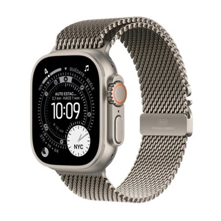 Apple Watch Ultra 3 GPS + Cellular 49mm Natural Titanium Case with Natural Titanium Milanese Loop - Medium