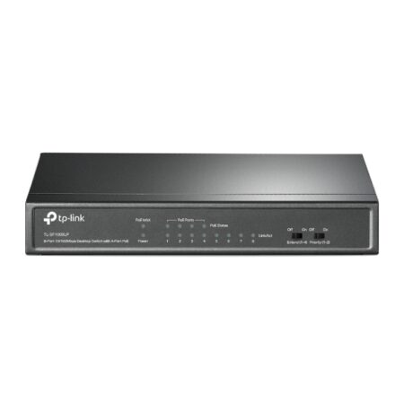 Switch TPLINK de Escritorio de 8 Puertos a 10 / 100Mbps con PoE en 4 Puertos NO Administrable COLOR Negro
