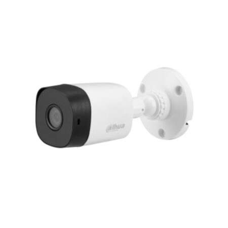 Cámara Analoga tipo bala de 2MP a 30 fps con Audio/Iluminación IR inteligente 20 metros/Lente fija de 2.8 mm: Ofrece un amplio ángulo de visión de 100° horizontal, 54° vertical y 117° diagonal/Proteccion IP67/Alimentación de 12 VDC/Formatos de señal (CVI, CVBS, AHD, TVI)/Material Plástico